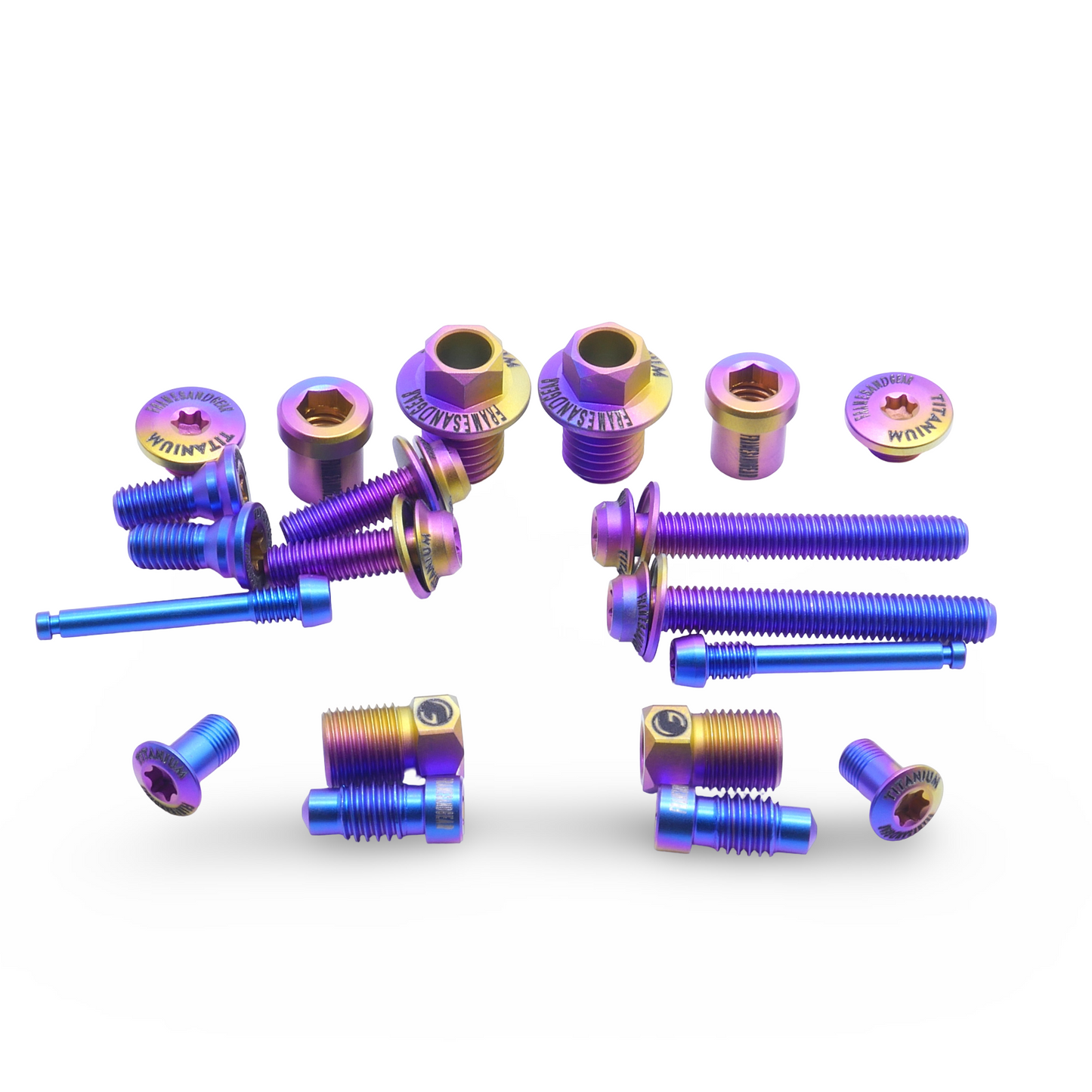 Titanium bolt kit for Shimano Dura Ace R9270 in trout anodized finish