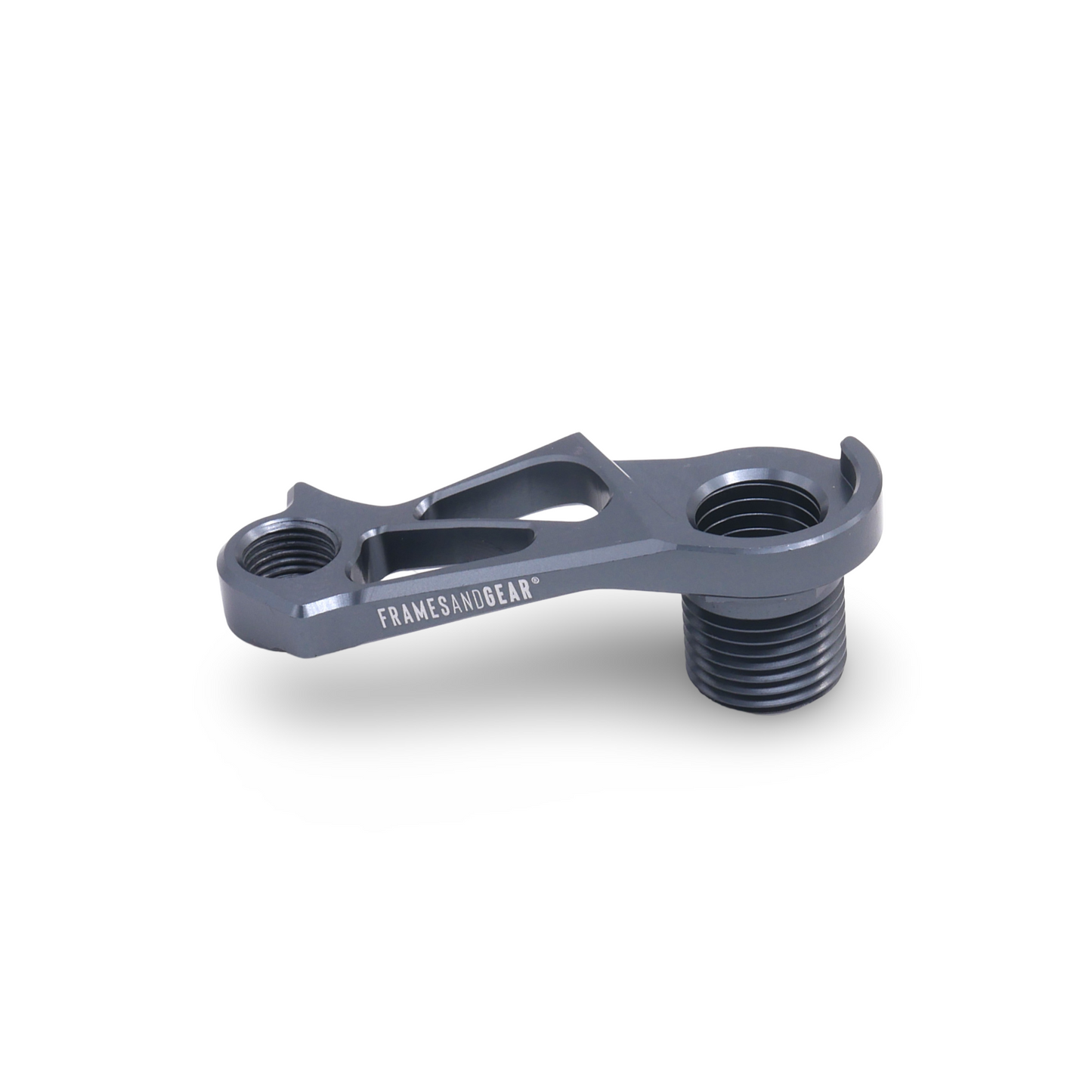Close-up view of a black Cervelo disc brake direct mount derailleur hanger (Grey), highlighting its CNC machined aluminum construction.