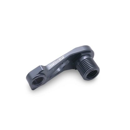 Lightweight Cervelo disc brake derailleur hanger (Grey) next to a ruler, demonstrating its sleek design and minimal weight.