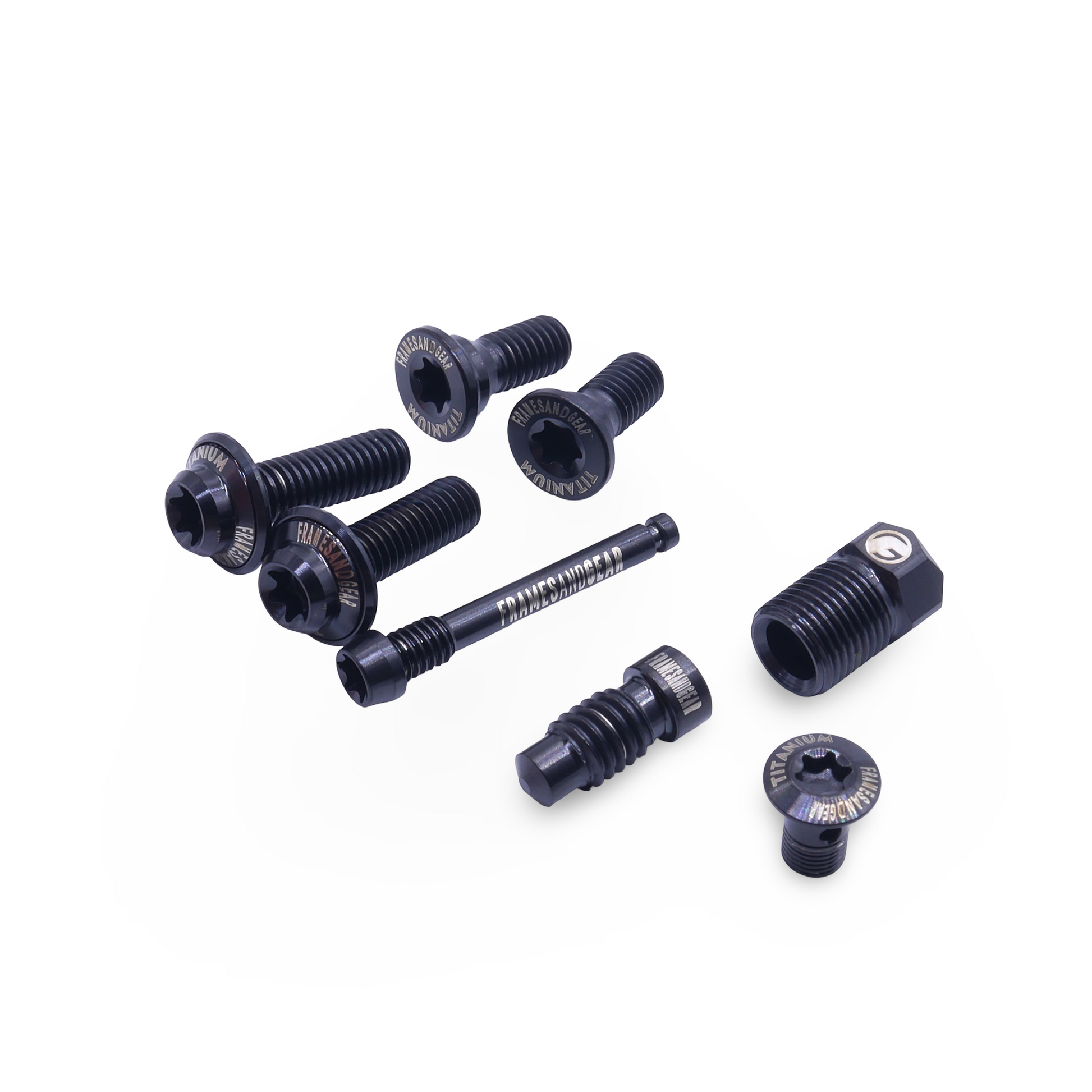 Anodized titanium hardware upgrade for Shimano R9270 brake system