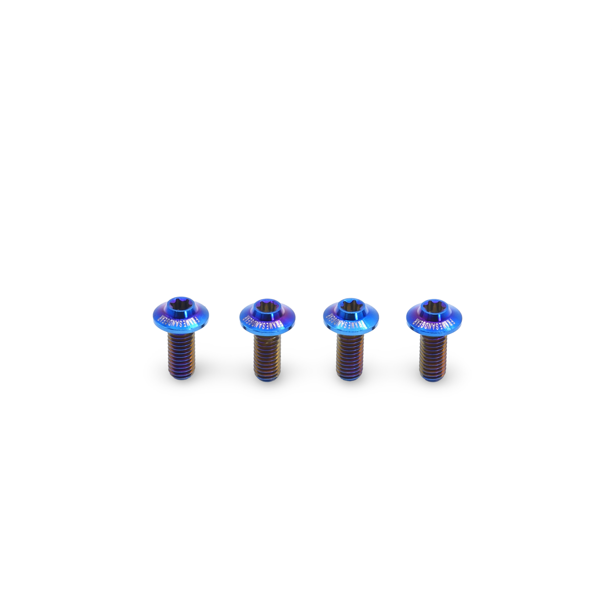 Blue titanium bolts for bike bottle cages