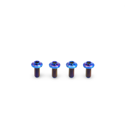 Blue titanium bolts for bike bottle cages