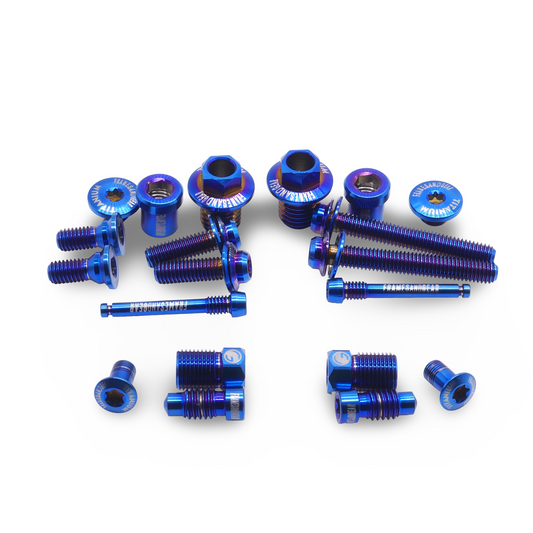 Titanium bolt kit for Shimano Dura Ace R9270 in blue finish
