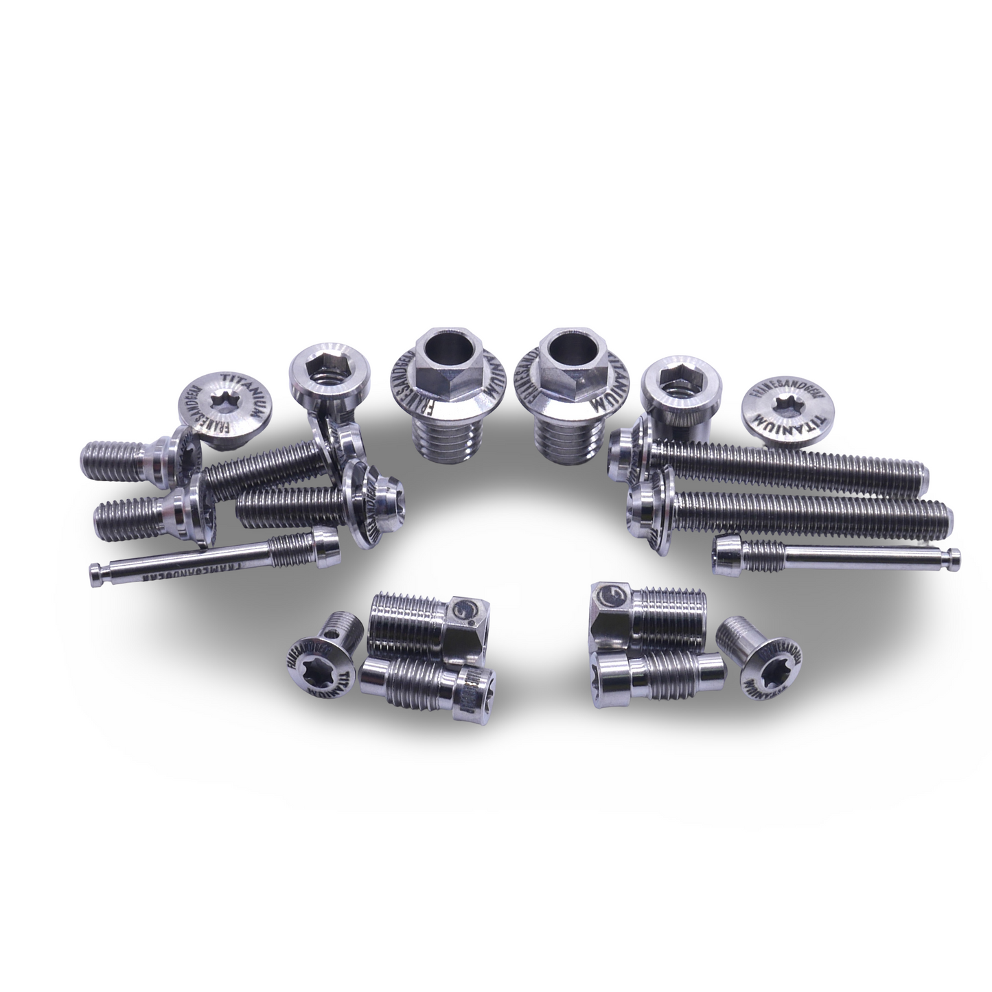 Titanium bolt kit for Shimano Dura Ace R9270 in raw silver finish