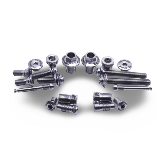 Titanium bolt kit for Shimano Dura Ace R9270 in raw silver finish