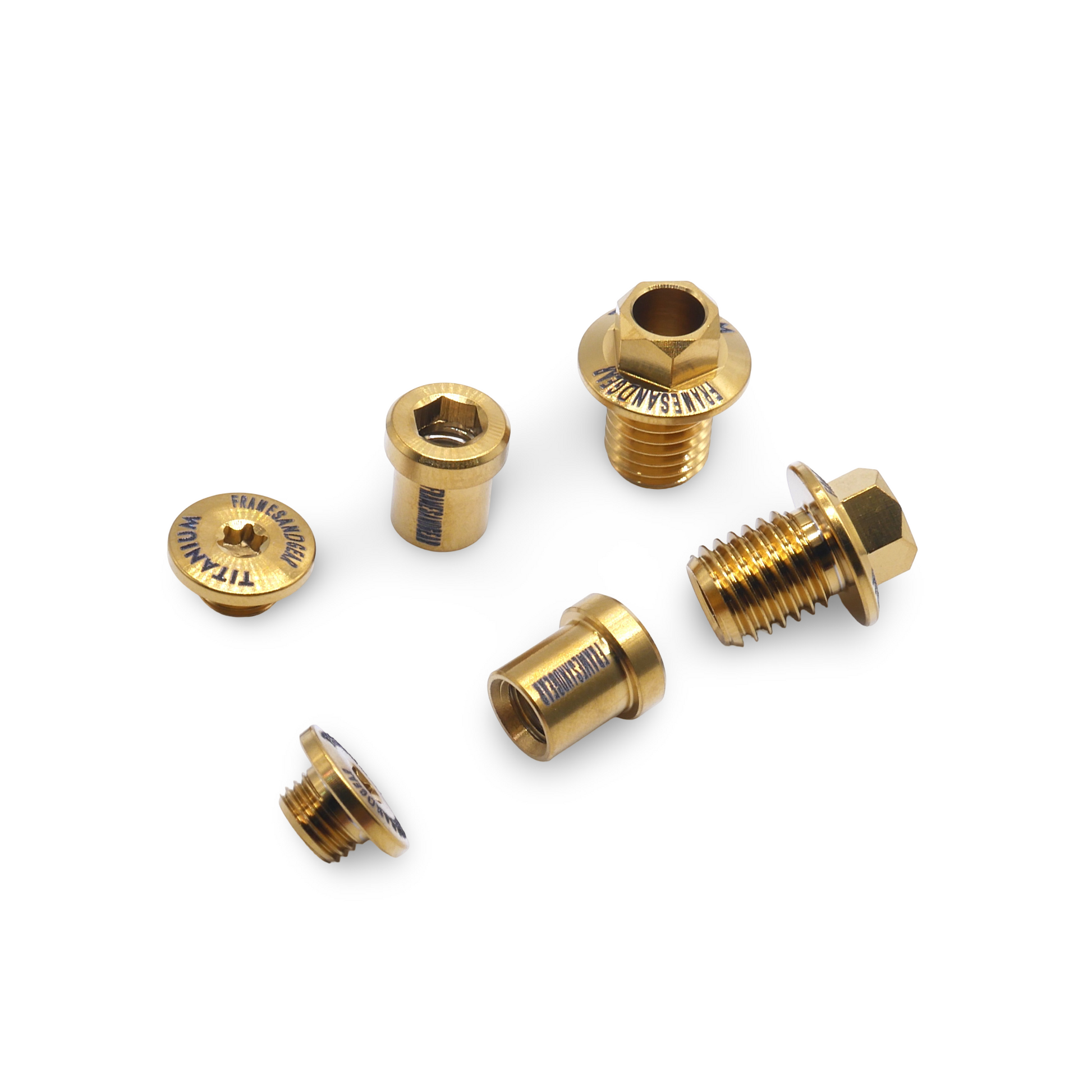 Dura Ace R9270 titanium bolts anodized in gold for calipers and levers