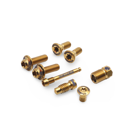 Gold titanium bolt set for Shimano R9270 disc brakes and levers