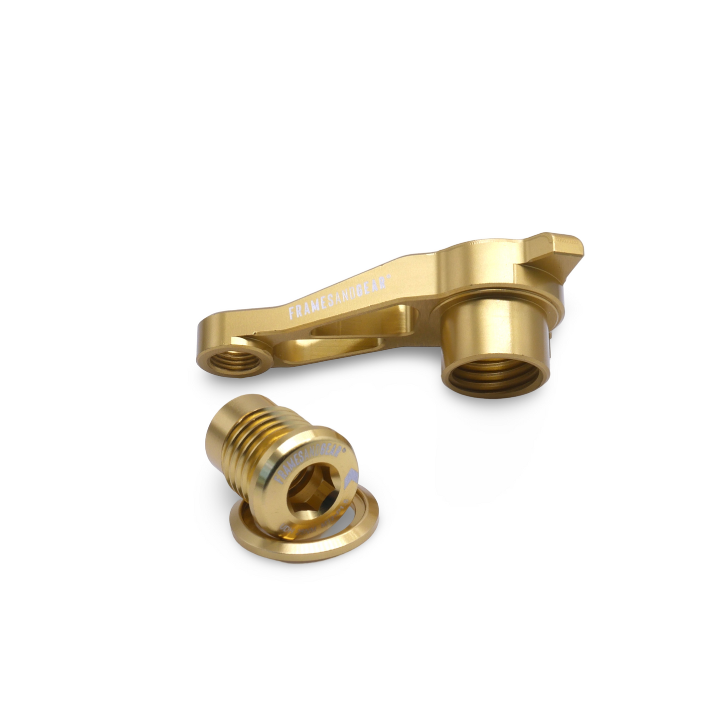 Universal gold derailleur hanger for Shimano drivetrains and UDH-equipped bikes