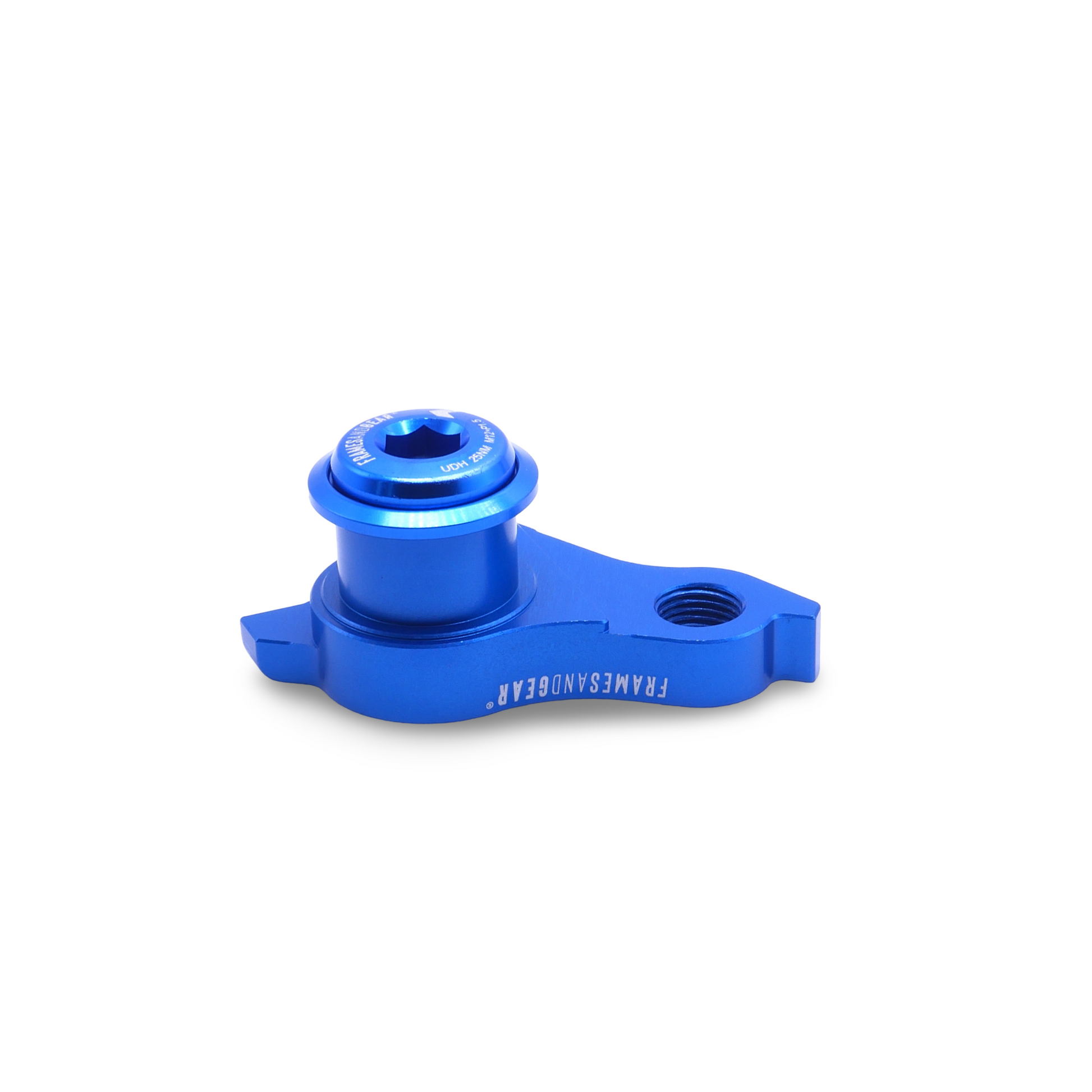 Universal blue UDH derailleur hanger for SRAM Eagle and AXS shifting