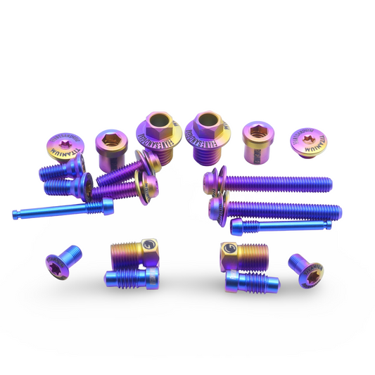 Titanium bolt kit for Shimano Dura Ace R9270 in trout anodized finish
